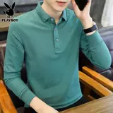 Playboy, мужской базовый приятный телу весенний черный лонгслив, трендовая футболка polo для отдыха