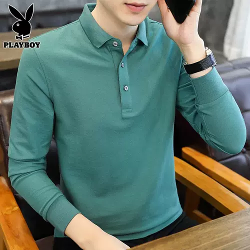 Playboy, мужской базовый приятный телу весенний черный лонгслив, трендовая футболка polo для отдыха