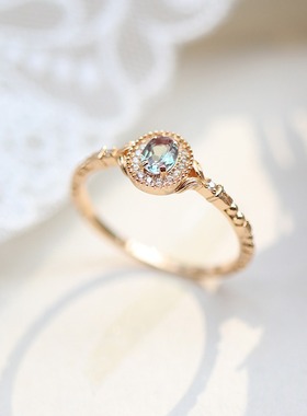 agete青山限定同款 亚历山大 变色宝石复古戒指 轻奢指环百搭手饰