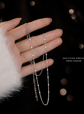 s925纯银项链女链条雪花锁骨链时尚简约气质感秋冬穿搭配饰