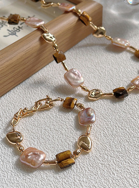 天然巴洛克异形淡水珍珠手链