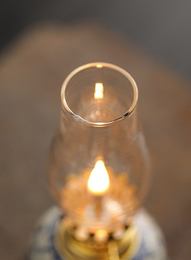 景德镇老式青花陶瓷酥油灯传统茶室家居摆件灯芯仿古供佛拜明灯神