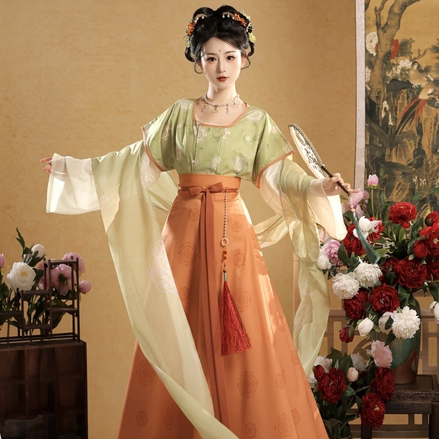 唐制汉服女古装齐腰襦裙套装古风中国风仙气飘逸唐代圆领春秋新款,淘宝优惠券,粉丝福利购,淘宝优惠卷