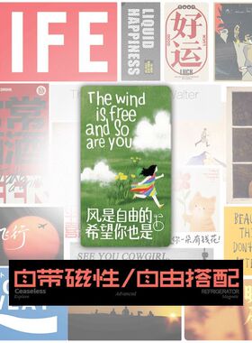 励志文字磁吸贴风是自由的希望你也是治愈系冰箱贴装饰家居磁性贴