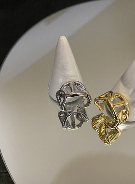 法式欧美风时尚博主扭曲开口戒指