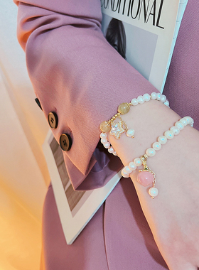 ins天然淡水珍珠手链女生玉石