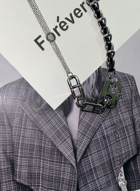 小香风拼接字母编织韩版毛衣链