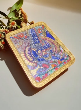 热贡大师级殊胜黑鲁嘎金刚随身唐卡吊坠挂件