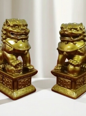 树脂白玉狮子室内家居摆设