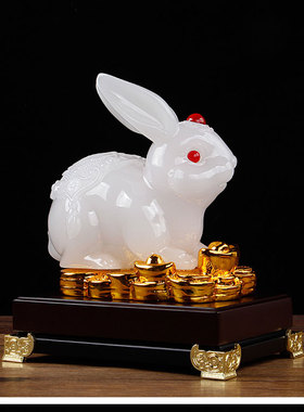 生肖兔招财工艺玉办公室