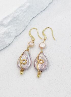 天然圆形巴洛克淡水珍珠碎花多戴项链