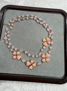 红色石头花项链套装