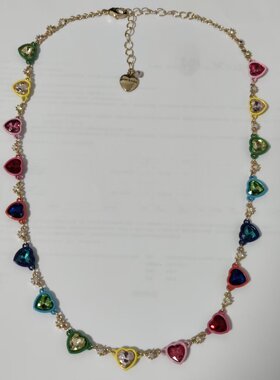 女士多彩爱心项链可调节链式吊坠项链多巴胺
