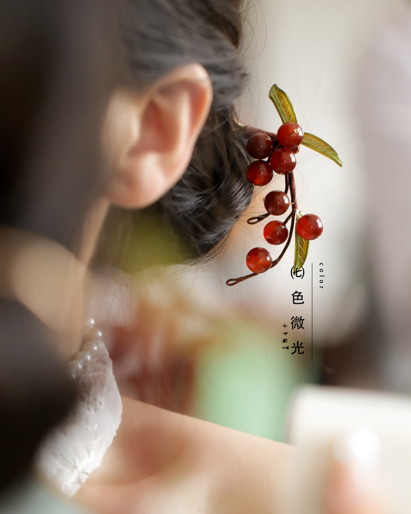 相思豆红色玛瑙发簪日常简约气质旗袍国风配饰复古手工头饰中式女,淘宝优惠券,粉丝福利购,淘宝优惠卷