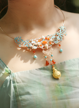 古风烧蓝高级感项圈七色微光