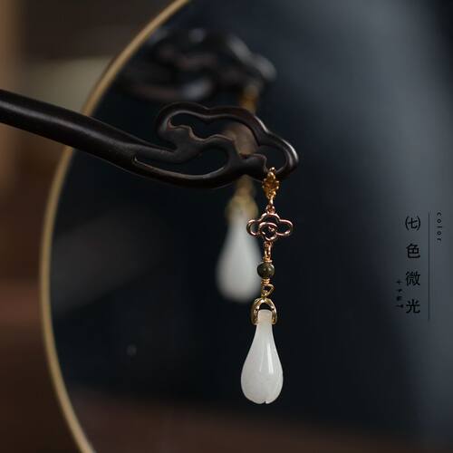 简约中式檀木木簪发簪木质丸子头头饰玉兰花吊坠日常高级旗袍 - 图1
