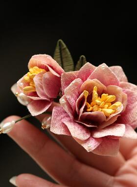 山茶花围巾装饰中式古风旗袍胸针