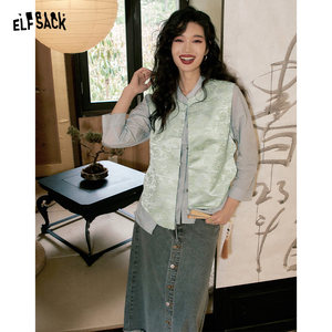 妖精的口袋缎面提花国风盘扣中式马甲女款2024新款春夏装外搭上衣