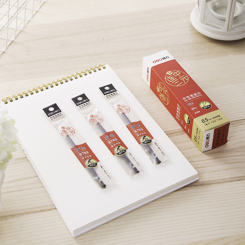 Deli s776 gel pen refill with three yuan black