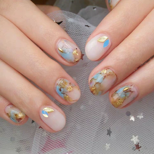 Прозрачный белый окрашенный мраморный янтарный лак для ногтей для маникюра, градиент