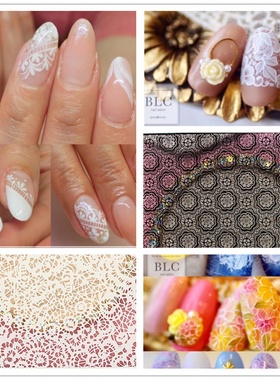 美甲超薄背胶3d贴纸框花边金银线