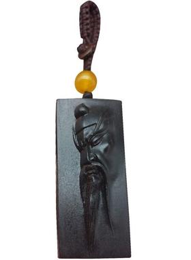 黑檀紫光檀关羽挂件男款霸气挂坠项链吊坠关公关二爷木质 工艺品