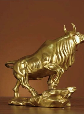 铜牛摆件黄铜牛气冲天摆件家居饰品办公室客厅工艺礼品旺市