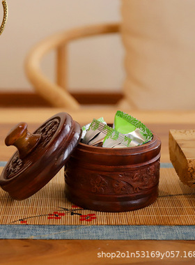 尼泊尔酸枝木收纳盒实木复古手工雕花首饰家居装饰收纳盒摆件