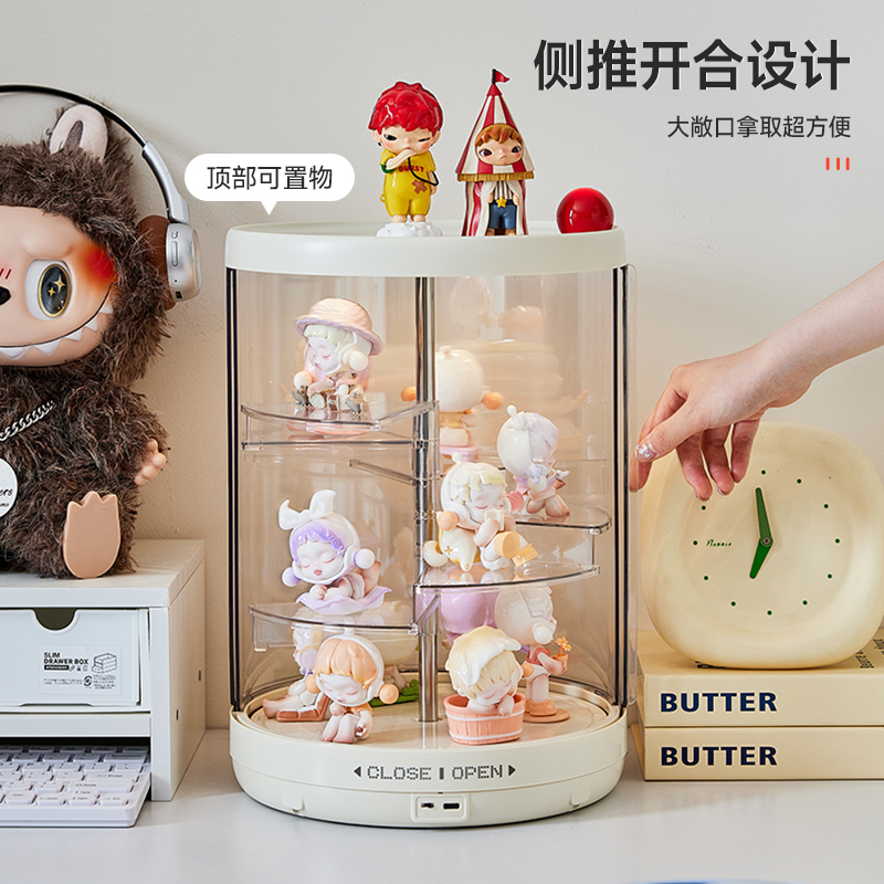 友耐盲盒收纳展示架透明旋转阶梯亚克力展示柜手办玩偶摆件展示盒 - 图0