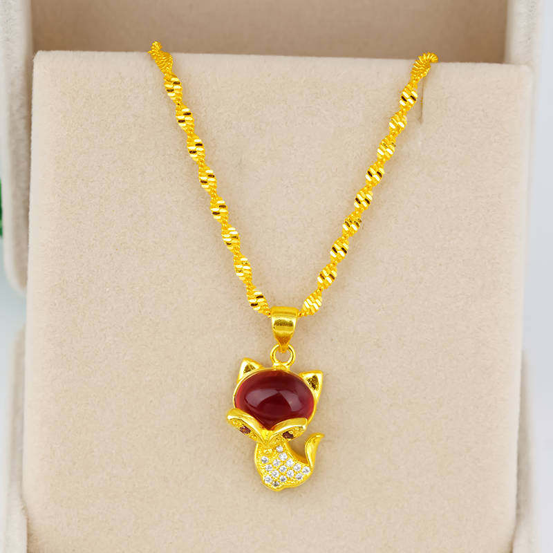 孔雀女仿真转运珠貔貅款项坠锁骨链 福喜登项链