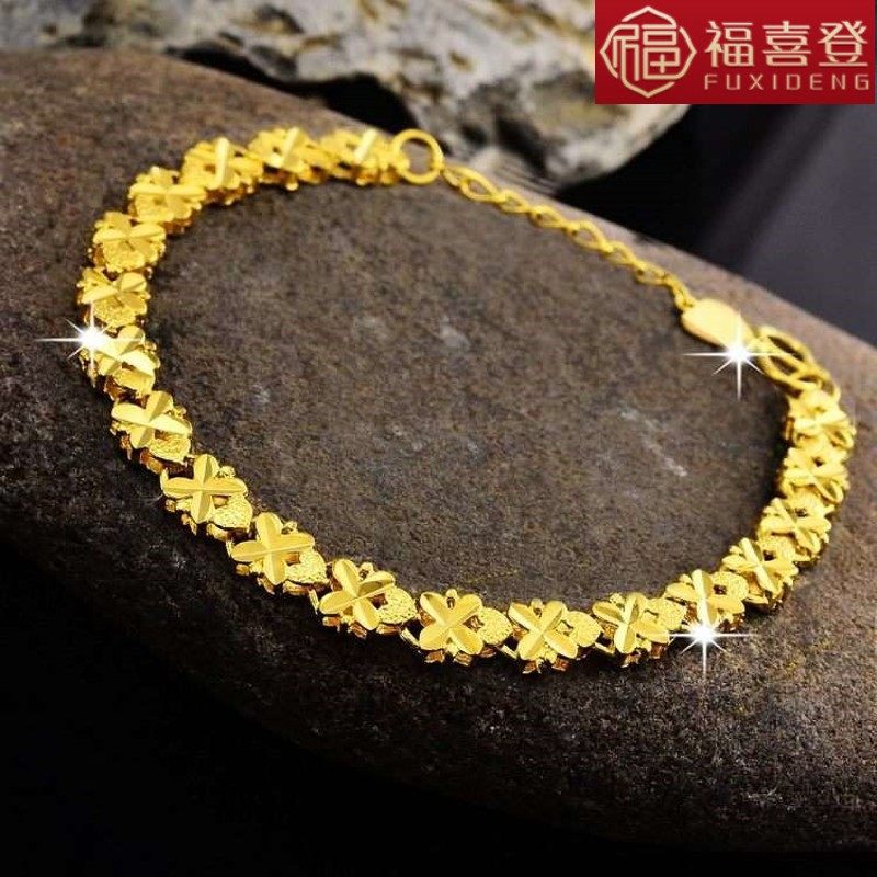 镀金3d硬金不掉色送女友镀欧币手链 福喜登手链