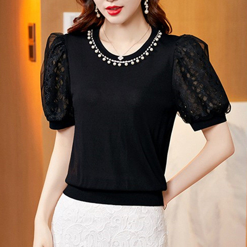 圆领冰丝针织衫女2022新款宽松t恤 姿芙尼T恤