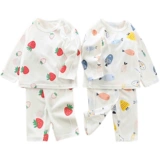 Детская хлопковая пижама, комплект подходит для мужчин и женщин для девочек, лонгслив, летние тонкие штаны