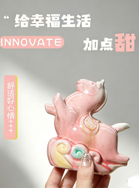 唐三彩洛阳文创小胖马陶瓷工艺品摆件伴手礼马踏祥云旅游纪念品
