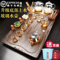 Fully automatic bottom Sheung Shui tea tray tea set with home glass whole solid wood tea table office tea oven