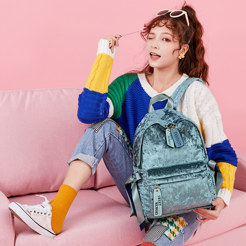 大容量女2020年新款韩版原宿双肩包 花木马箱包双肩背包