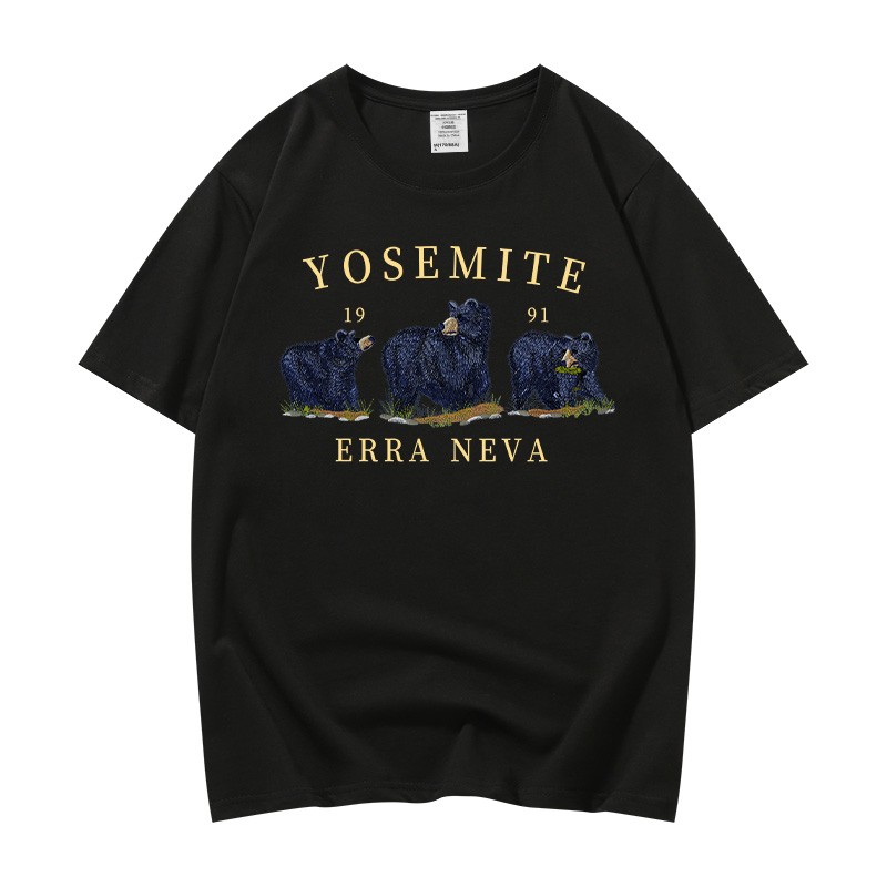 半袖小熊tシャツ女春新款短款高腰襟上着露へそ夏 O348K