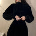 Gió lạnh retro váy dài nữ mùa thu sang trọng Hepburn váy đen nhỏ nhung mờ eo dài tay áo - váy đầm chân váy xoè váy đầm