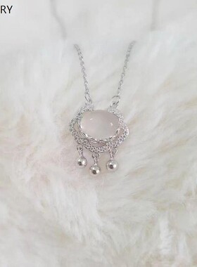 项链女气质吊坠抖音热卖如意祥云平安锁简约锁骨链白玉髓长命锁链