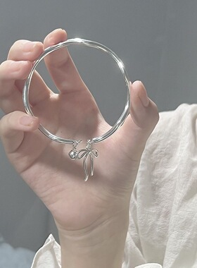 蝴蝶结铃铛开口手镯女新款简约小众高级设计感在逃公主流苏手链