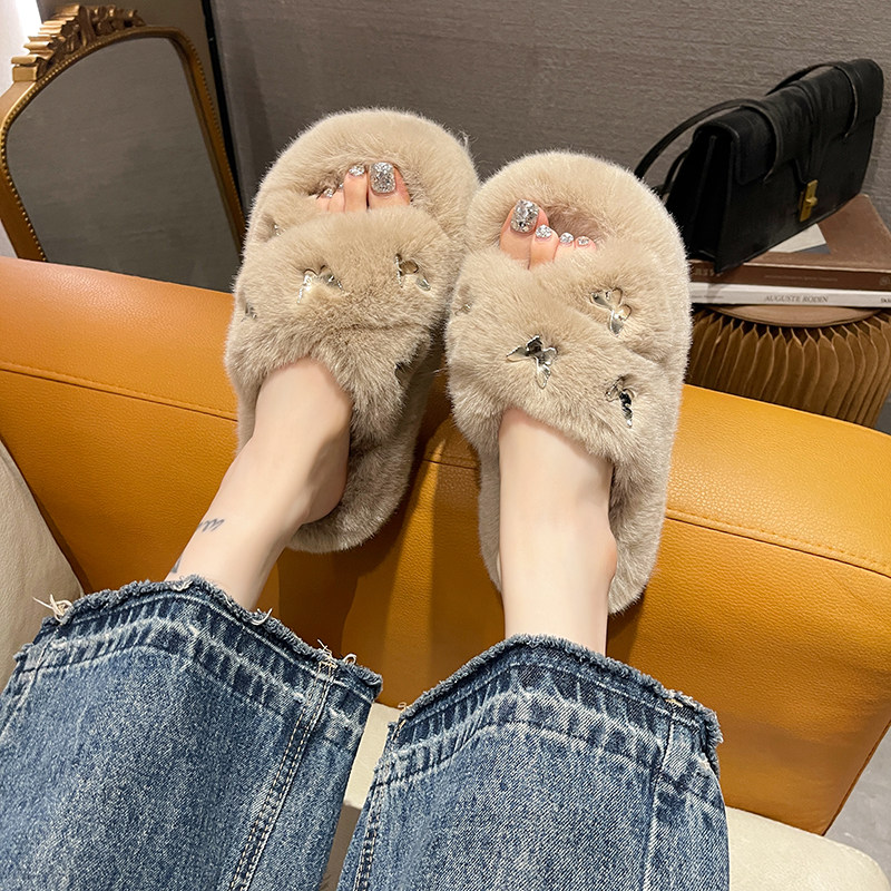 2023新款高跟厚底毛毛拖鞋女外穿秋冬时尚网红ins超火毛绒棉拖鞋,淘宝优惠券,粉丝福利购,淘宝优惠卷