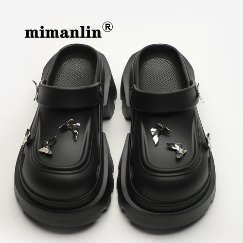 高跟鞋玛丽珍绝美凉鞋女夏季外穿2025新款防滑时尚半拖大头洞洞鞋 - 图1