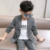 Bộ đồ bé trai mùa thu 2019 mới trẻ em Hàn Quốc Áo khoác đẹp trai ngoại quốc nhỏ hai mảnh - Áo khoác áo lông cho bé Áo khoác