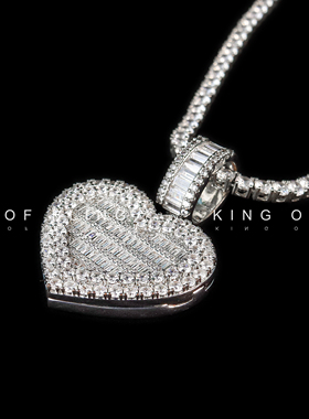 欧美嘻哈钻心照片定制吊坠情侣