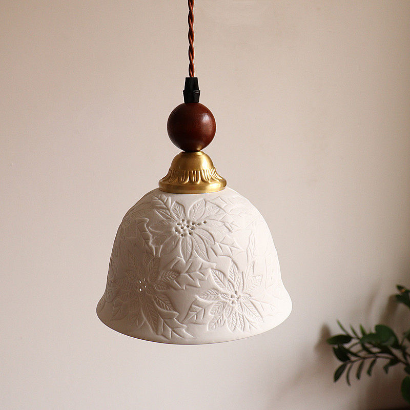 日式复古陶瓷吊灯卧室书房雕花铜质灯身百搭气质小吊灯,淘宝优惠券,粉丝福利购,淘宝优惠卷