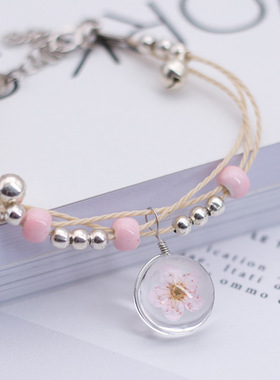 【清仓甩卖】复古干花手链学生闺蜜森系植物标本真花手链生日礼物