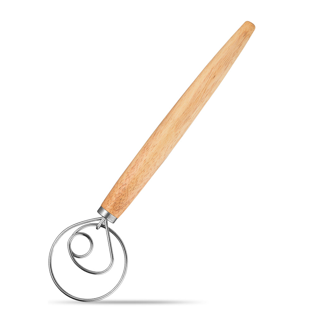 Coil Egg Beater Wooden Handle Agitator Dough Whisk Gadget-图3