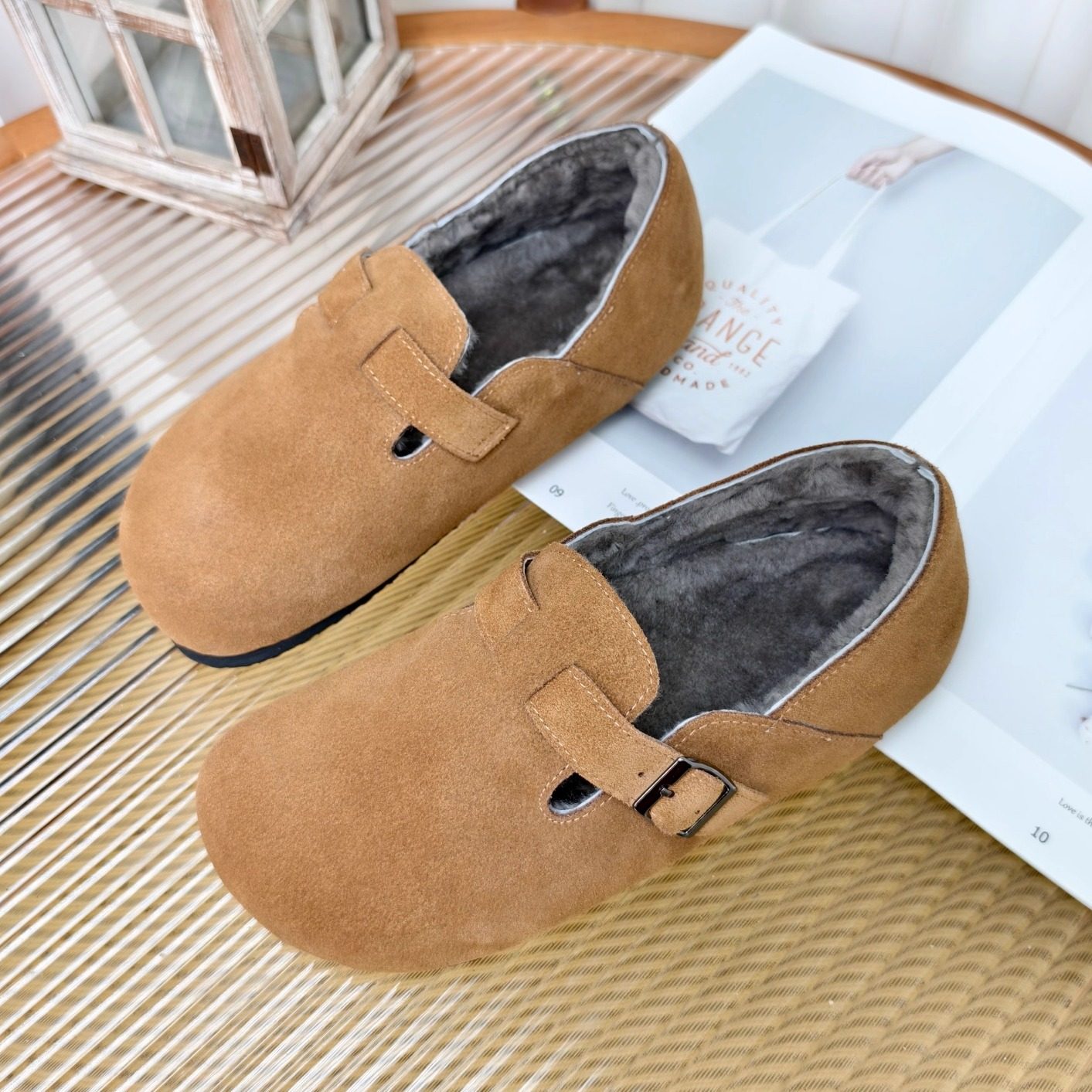 慢先森 冬季保暖羊毛里全包勃肯软底休闲舒适圆头平底鞋 328-9,淘宝优惠券,粉丝福利购,淘宝优惠卷