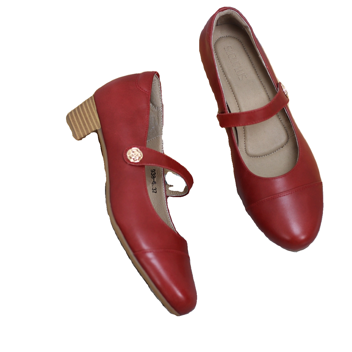 慢先森女鞋  气质时装玛丽珍撞色香风低跟一脚蹬浅口单鞋 938-6 - 图3