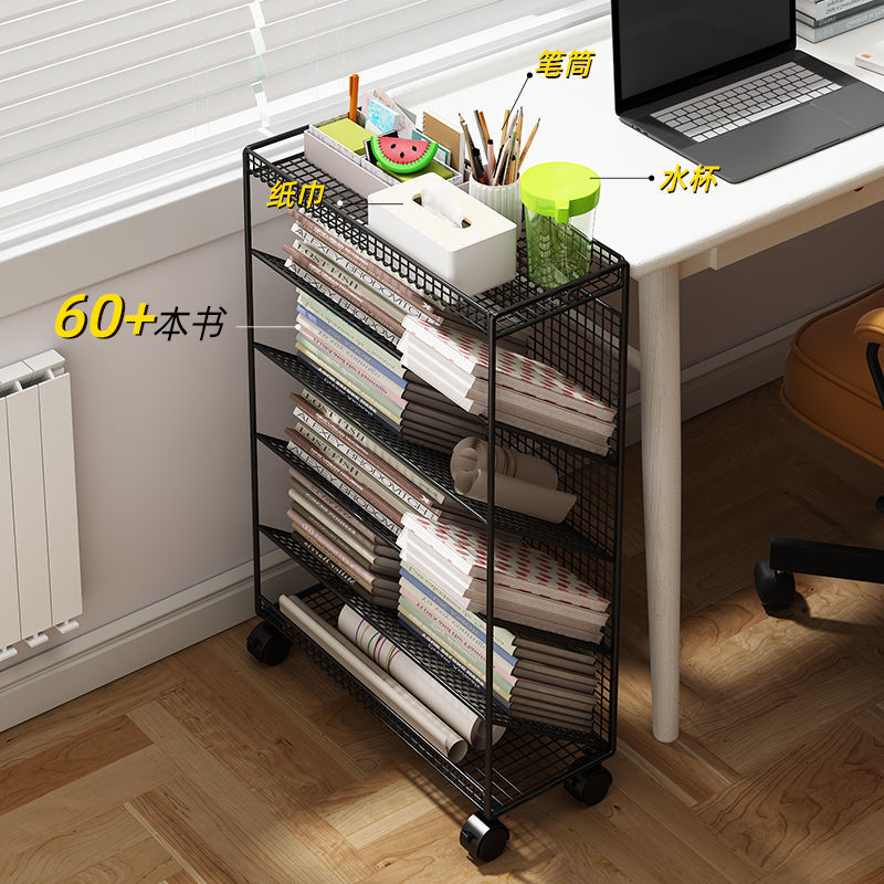 Small bookshelf next to the desk side gap book storage shelf - 图1